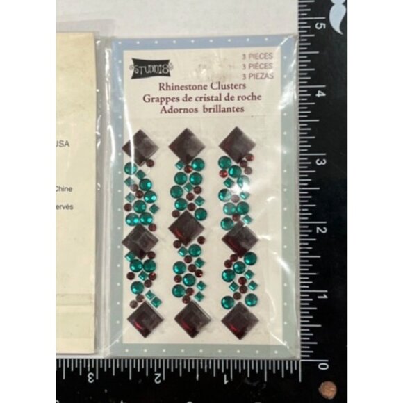 Studio 18 Rhinestone Clusters Self-Adhesive Green & Red Embellishments 3 pc - Picture 1 of 2
